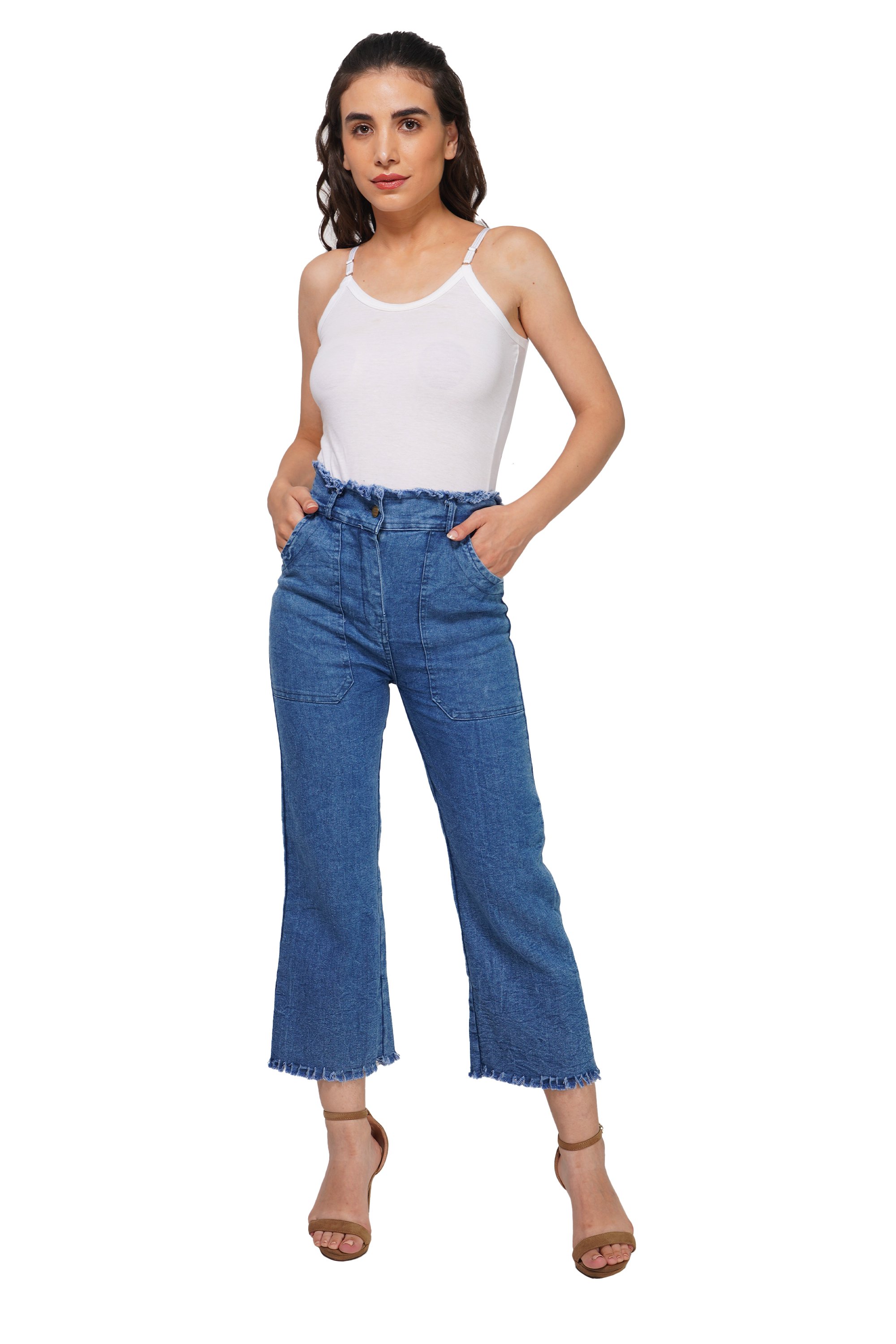 Modern Hutt Party Wear Bell Bottom Ruff Jeans/Palazzos For Women/Girls